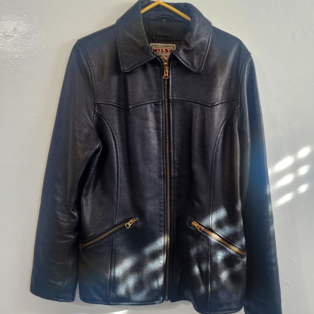 Vintage Wilda Genuine Black Leather Jacket XL